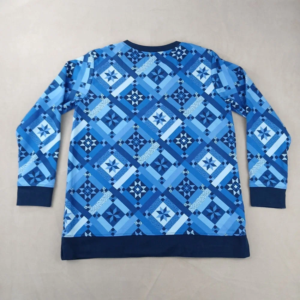 Lands End Medium 10-12‎ Womens Sweatshirt Serious Sweats Geometric 20x26